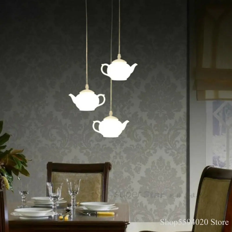 lustre créatif postmoderne en forme de théière décoratif suspendu