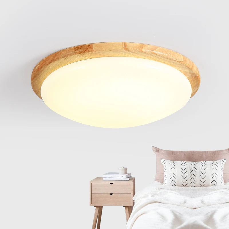 plafonnier led en bois massif avec luminosité variable pour intérieur