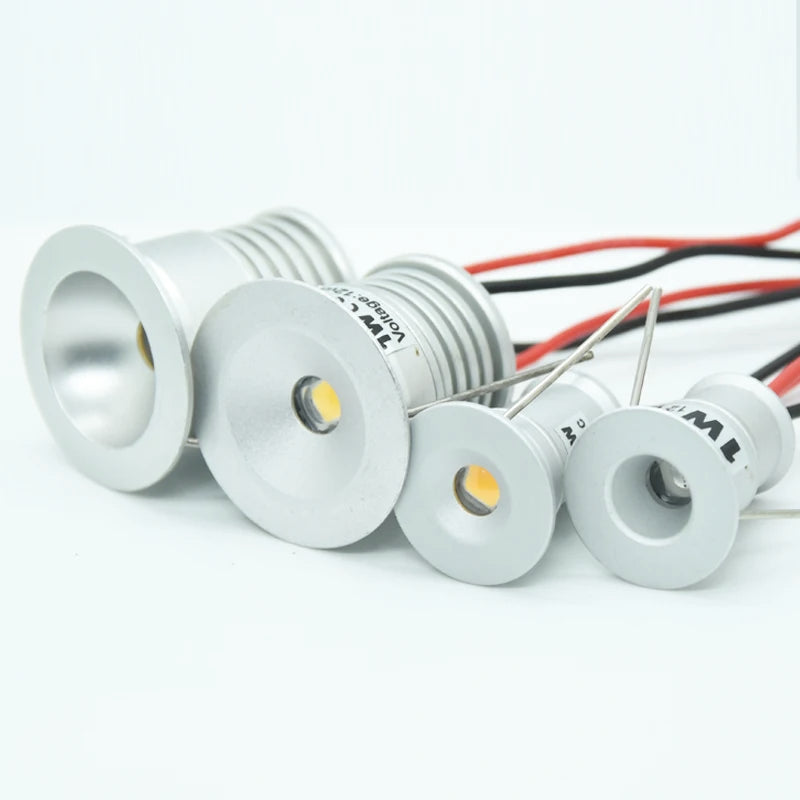 1W LED Spotlight Dimmable Spot Lamp DC12V 24V 15mm 25mm Cutout Recessed Downlight IP65 Bedroom Ceiling Cabinet Stair