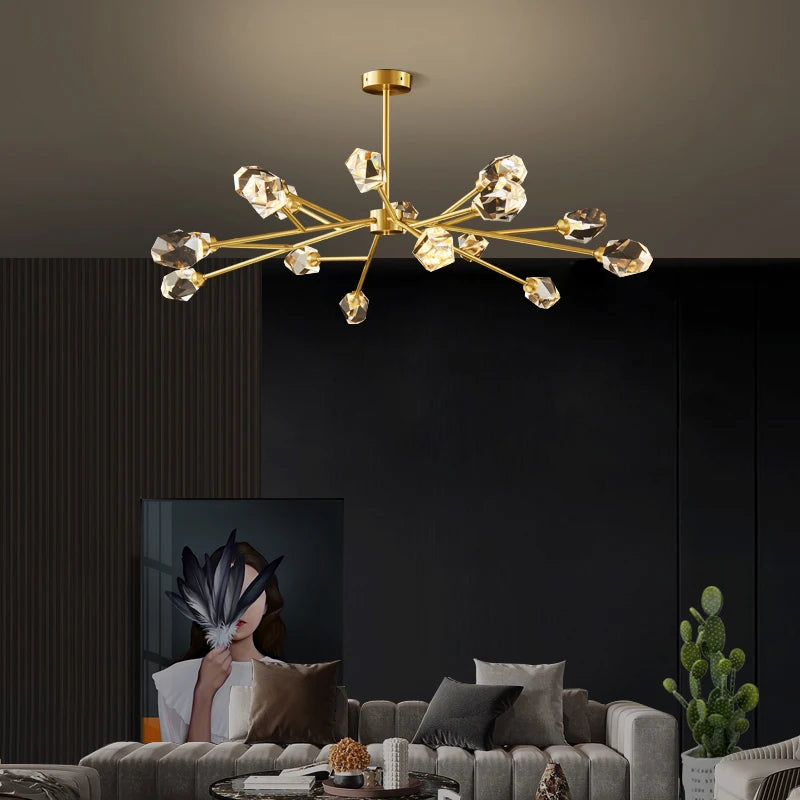 lustre spoutnik design moderne pour décoration intérieure en cristal