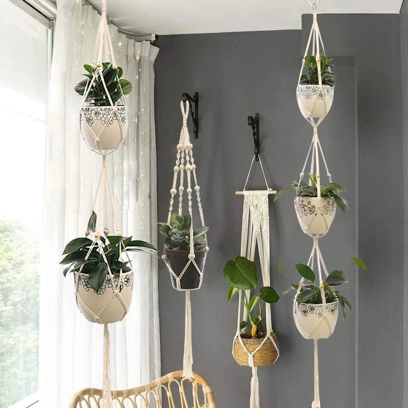 suspension en macramé pour pots de fleurs décoratifs