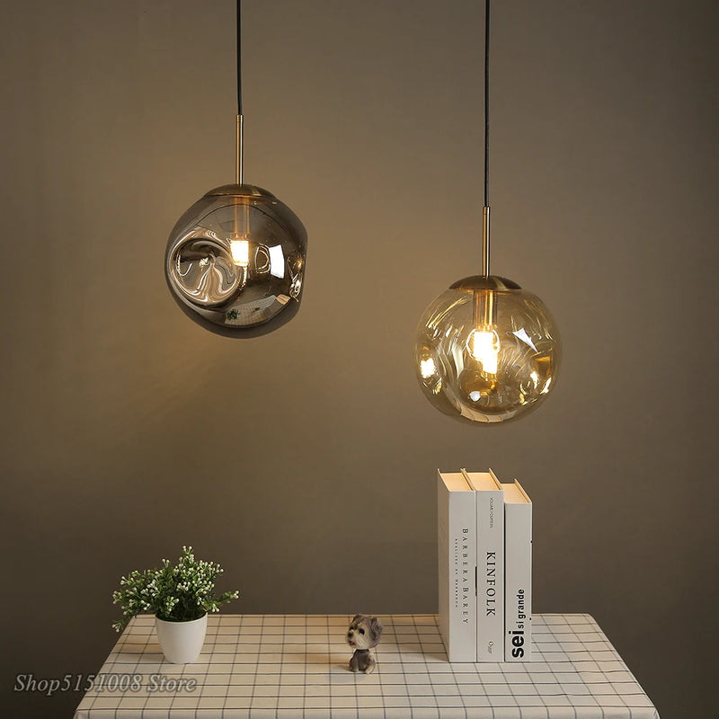 lampe suspendue design nordique boule de verre pour loft bar maison