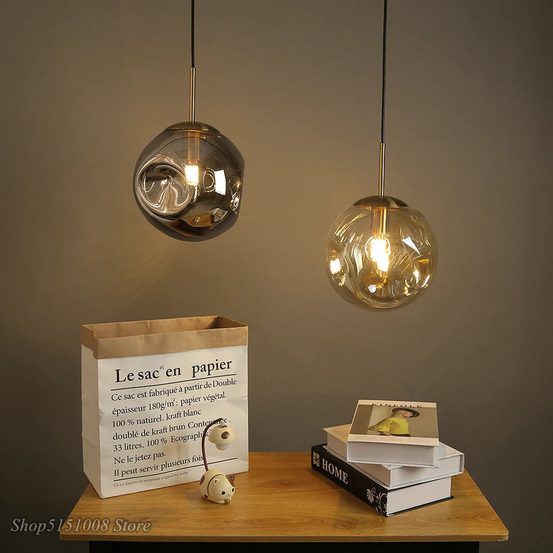 lampe suspendue design nordique boule de verre pour loft bar maison