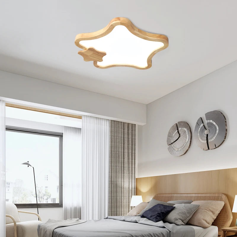 plafonniers minimalistes étoiles en bois décoratifs luminaire monté