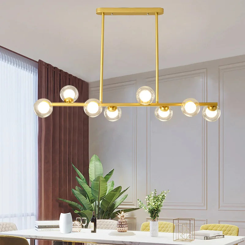 2024Modern LED Chandelier Black and Gold Long Glass Ball Chandeliers for Living Room Dinning Room Lustre,Samsarah Lighting