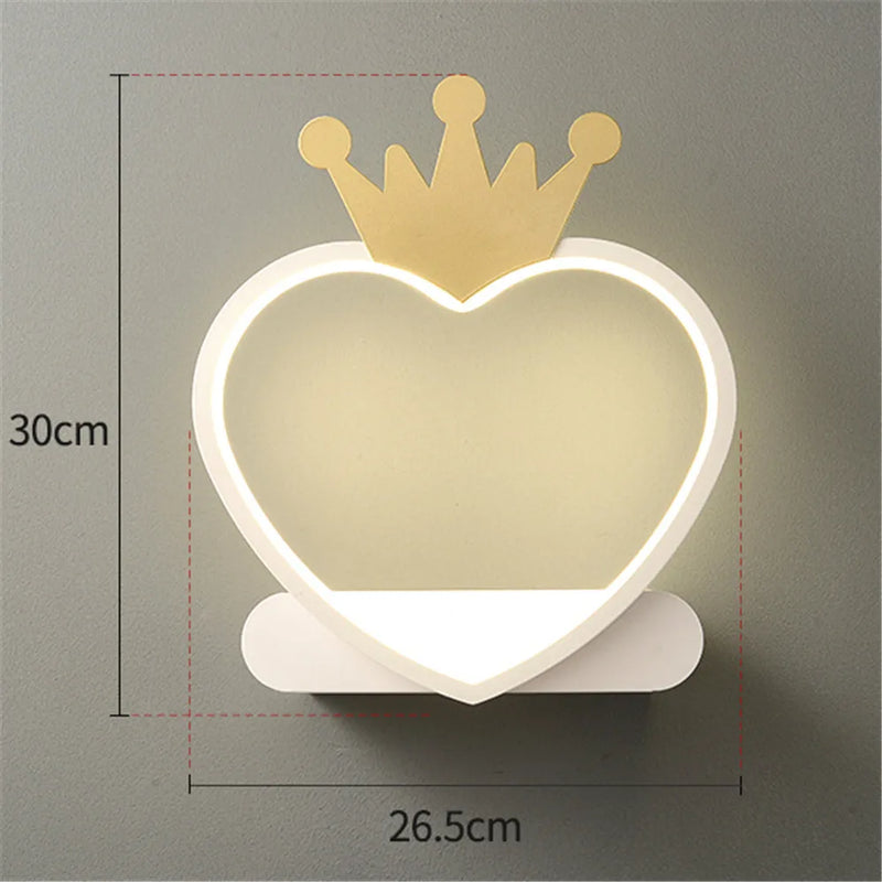 étagère métallique coeur nordique avec lampe led murale pour enfants