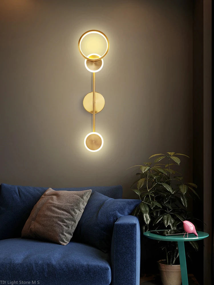 applique murale led nordique moderne en cuivre rond