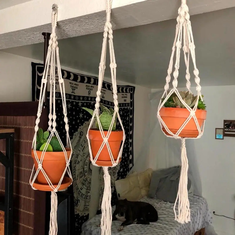 suspension en macramé pour pots de fleurs décoratifs