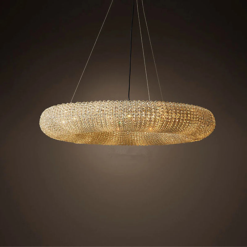 lustre design moderne à led avec anneau en cristal