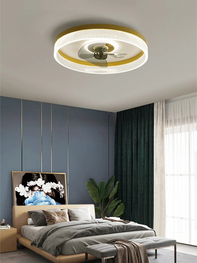 plafonnier moderne avec ventilateur et leds 3 couleurs