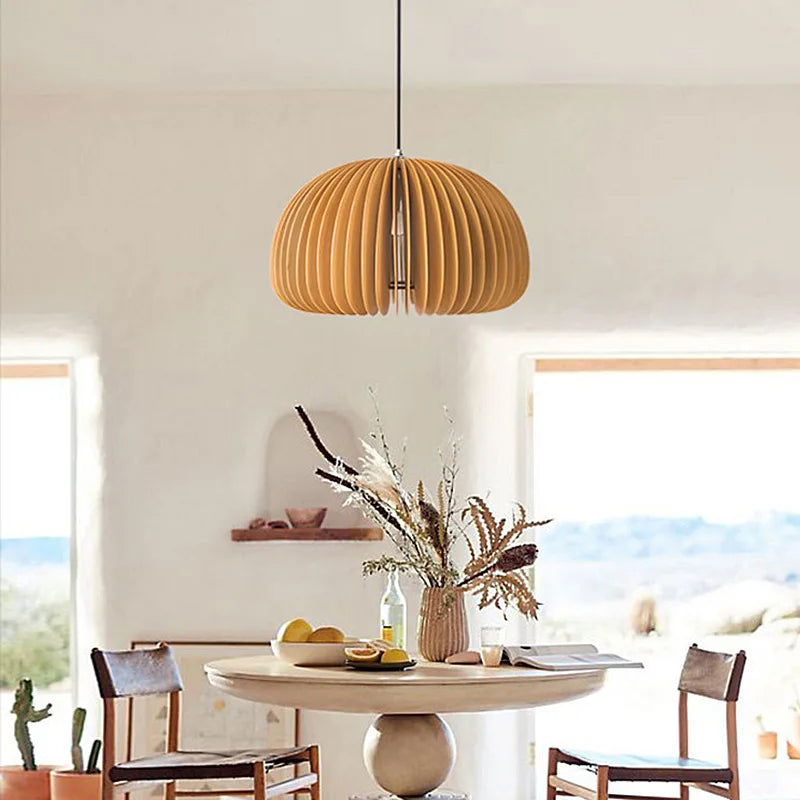 lampes suspendues en bois minimaliste pour restaurant créatives citrouille médiévale