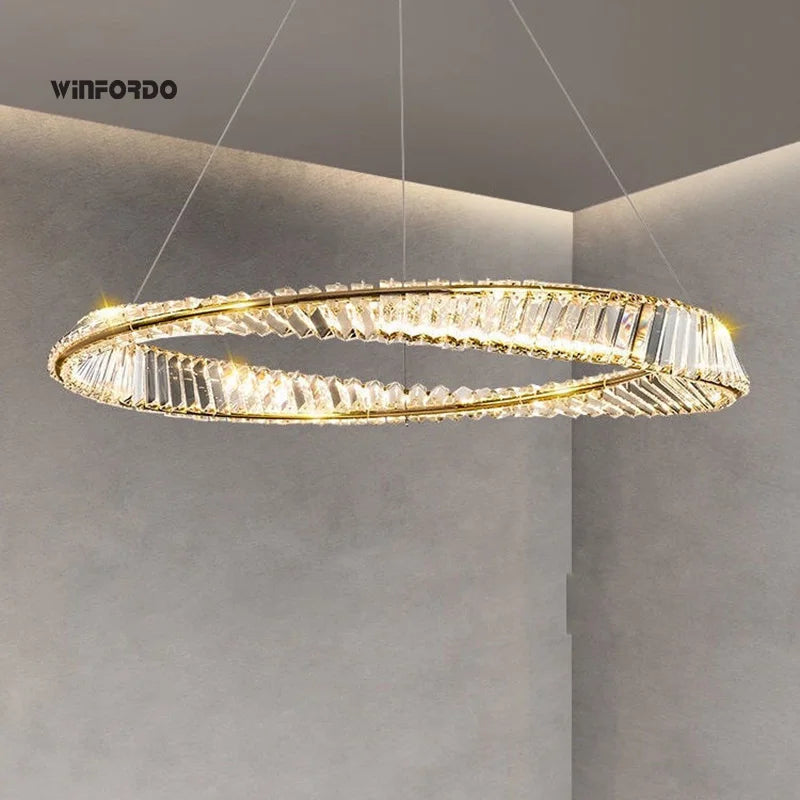 lustre en or de luxe avec éclairage en cristal winfordo