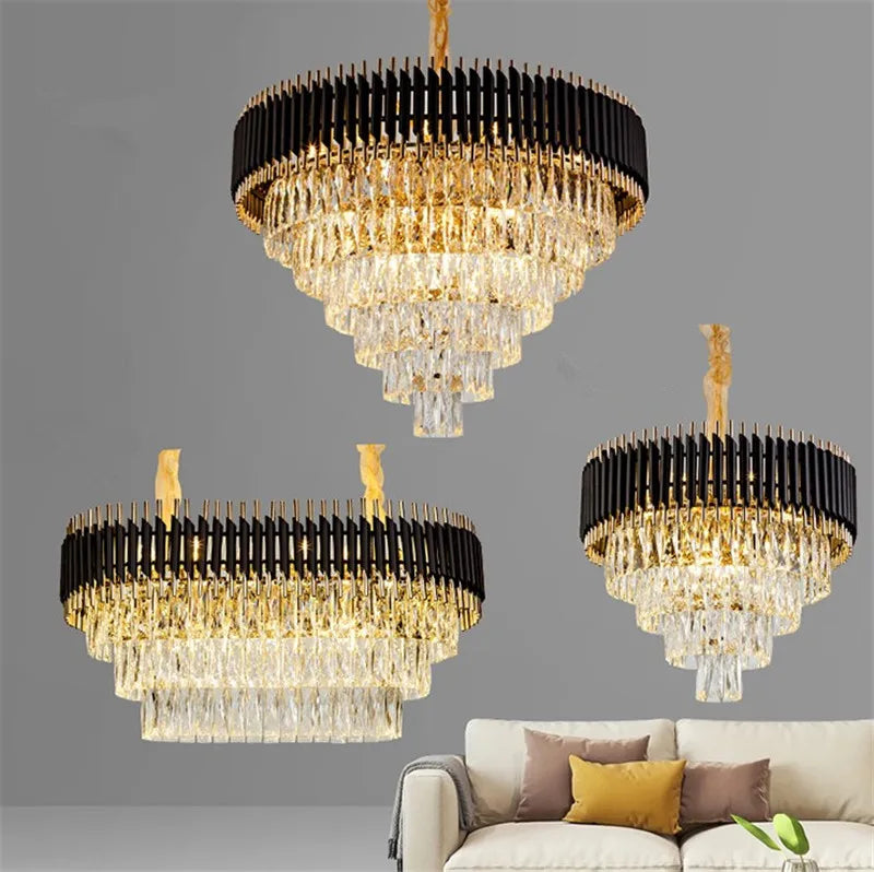 lustre moderne en cristal suspendu pour intérieur élégant