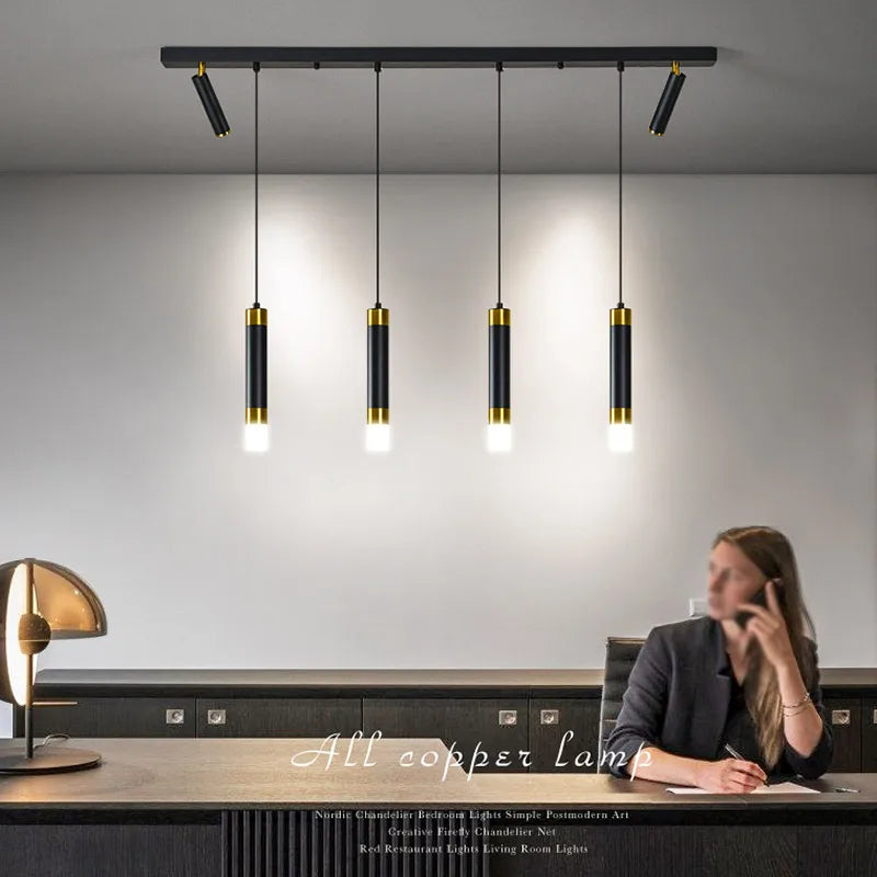 lustre moderne minimaliste à trois led pour table luxe