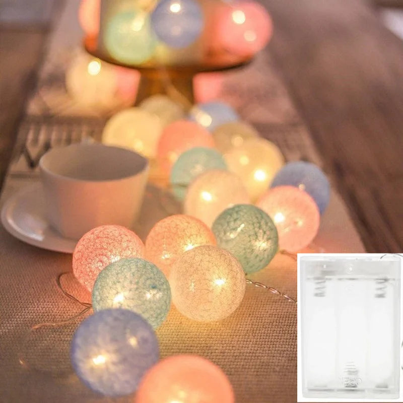 guirlande lumineuse en coton à LED pour décorations festives et mariage