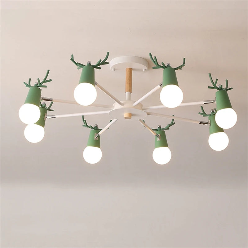 lustre en bois led nordique pour enfants style macaron