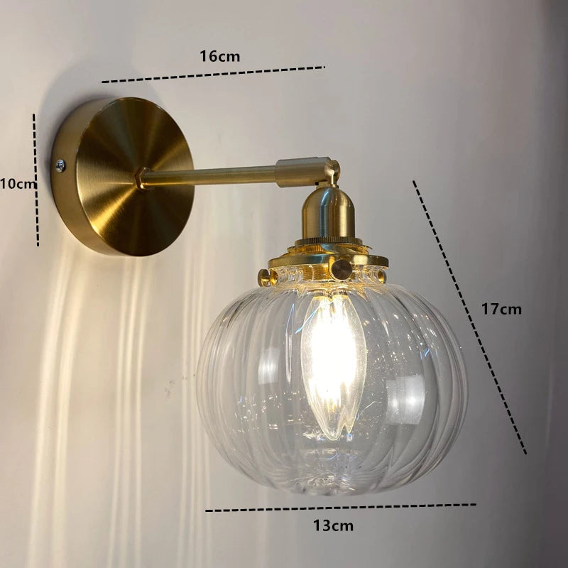 applique murale nordique en verre et laiton avec miroir à led