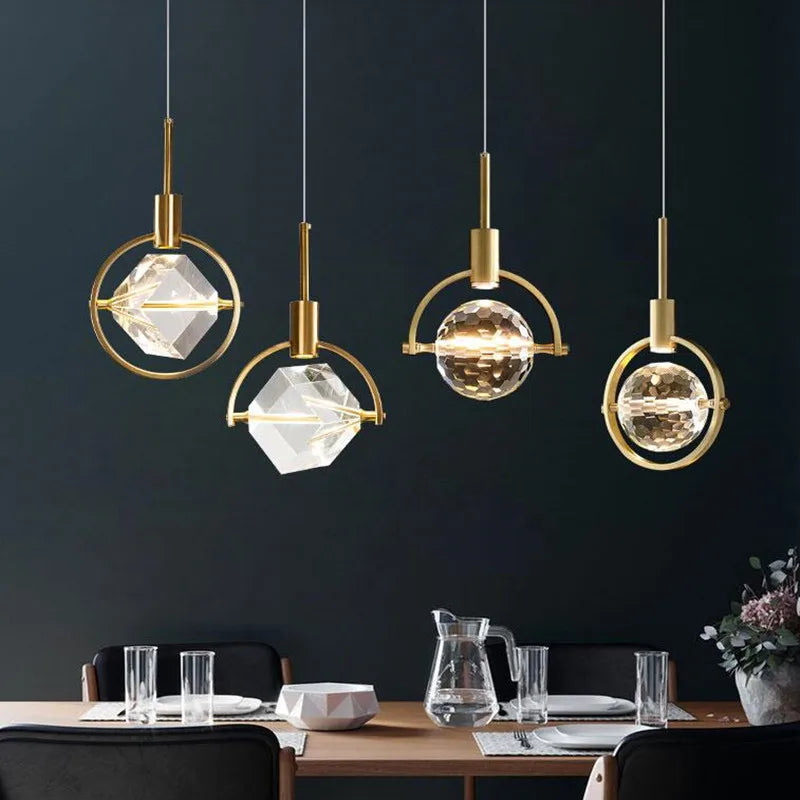 lampe nordique créative en cristal pour restaurant et bar