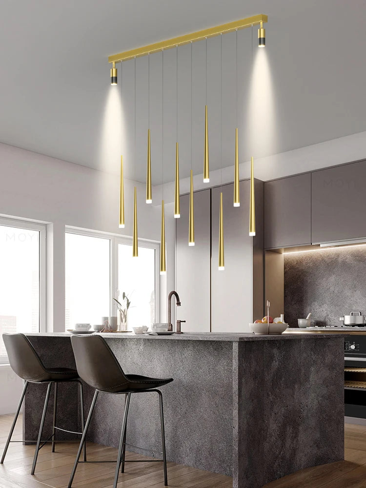 lustre led créatif moderne tuyau suspendu brillant pour maison