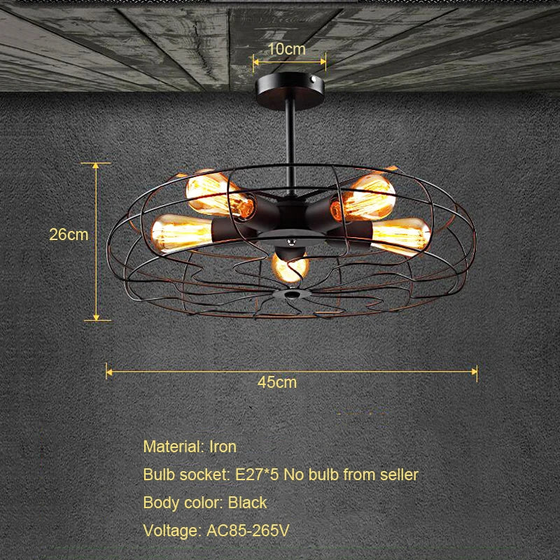 ventilateur plafonnier rétro loft suspension luminaire lustre