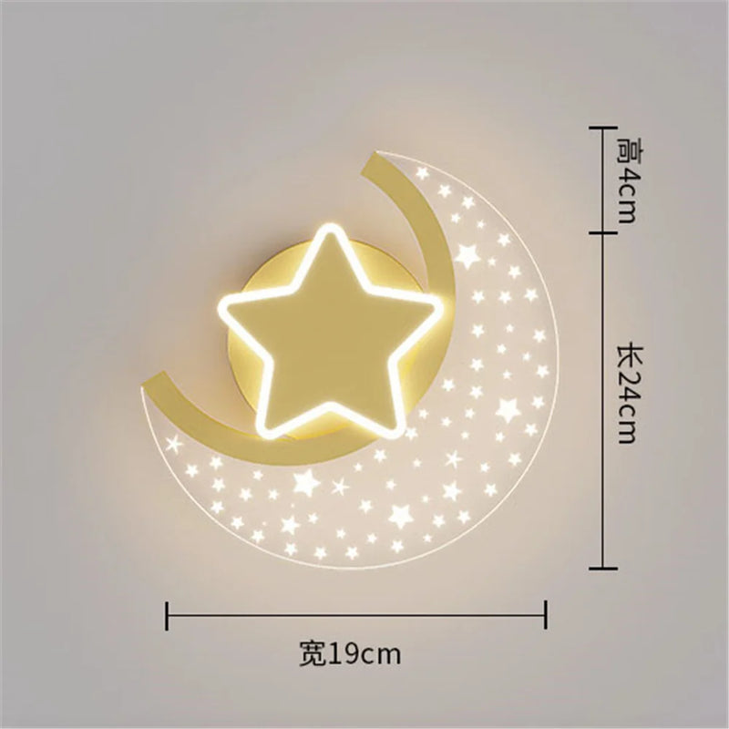 applique murale led étoile et lune pour décoration intérieure