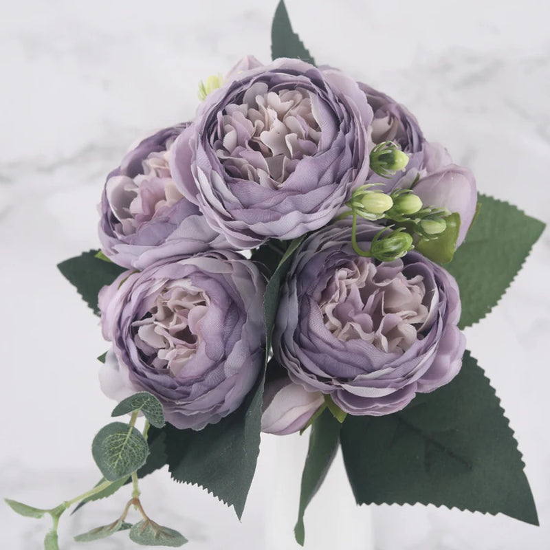 bouquet de fleurs artificielles de pivoines en soie pour décoration intérieure