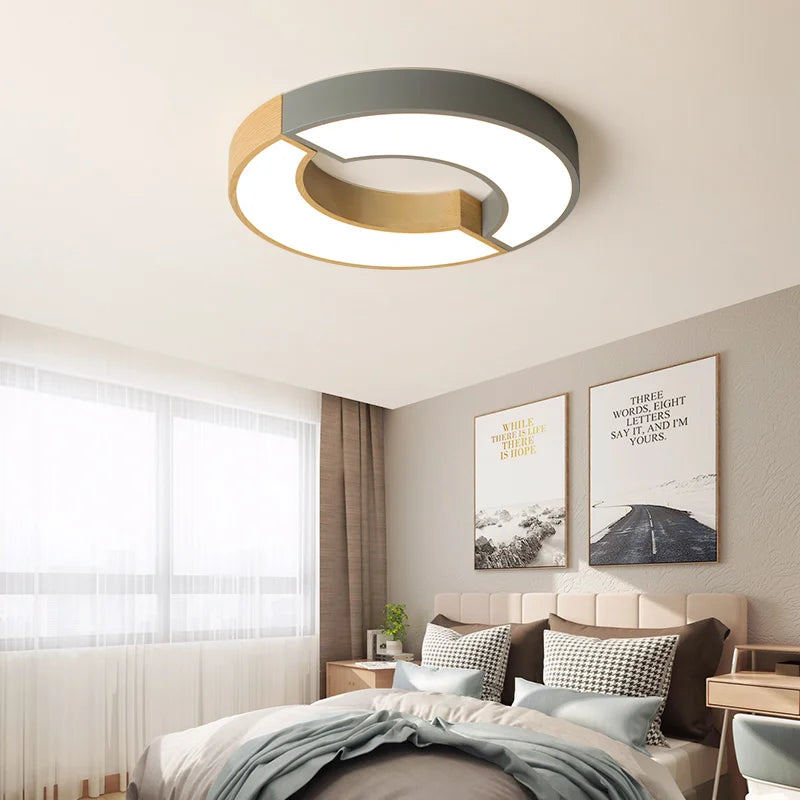 plafonnier led rond en bois design nordique minimaliste