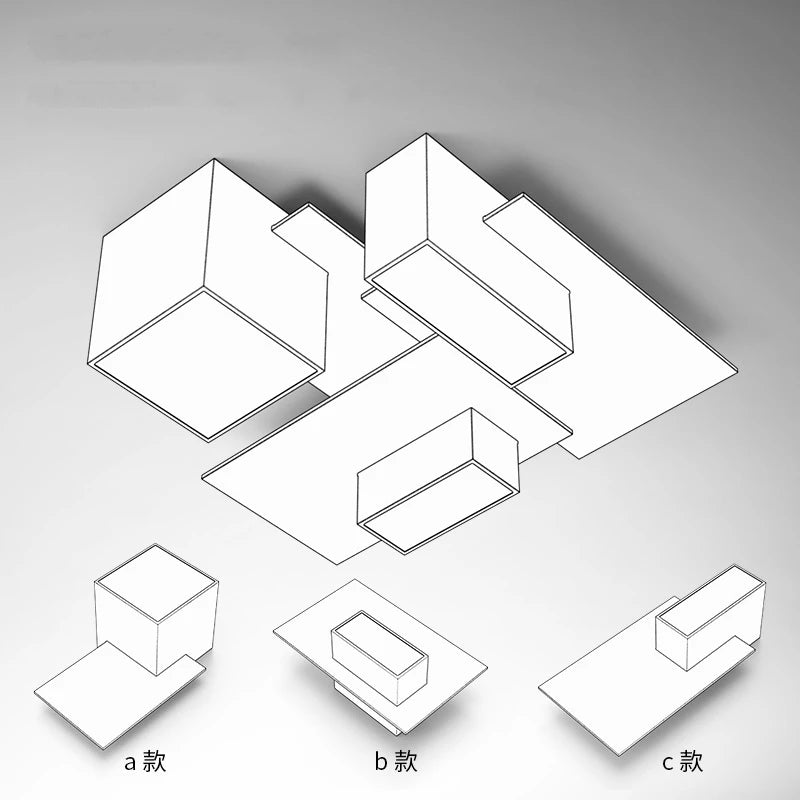plafonnier nordique moderne simple boîte créative combinaison géométrique