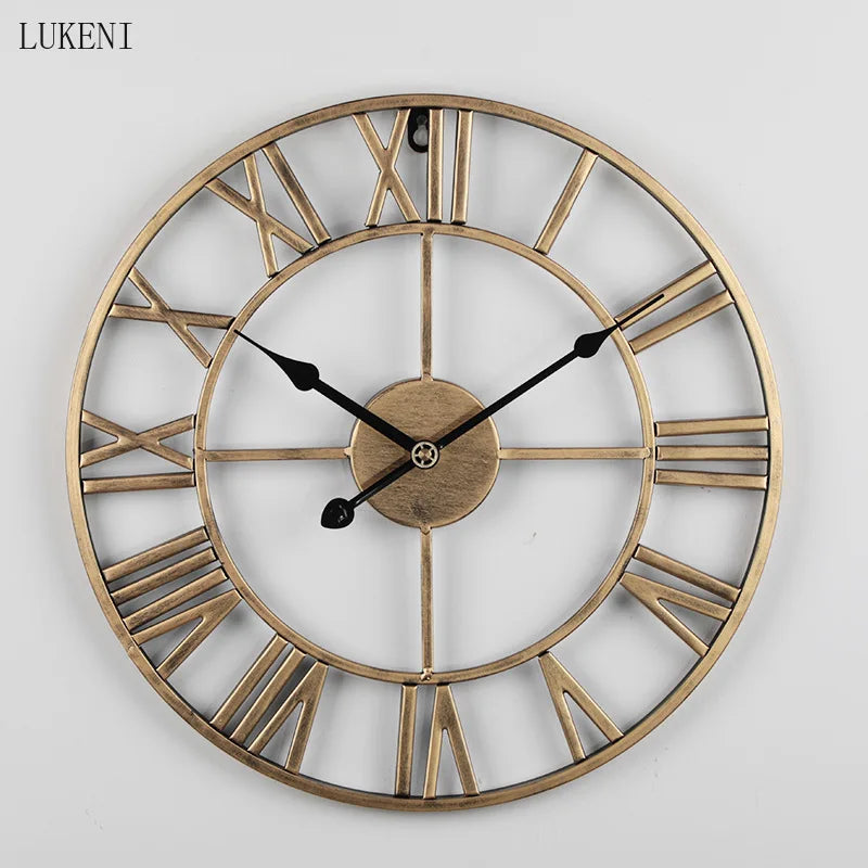 horloge murale ronde rétro 3D chiffres romains décoration intérieure