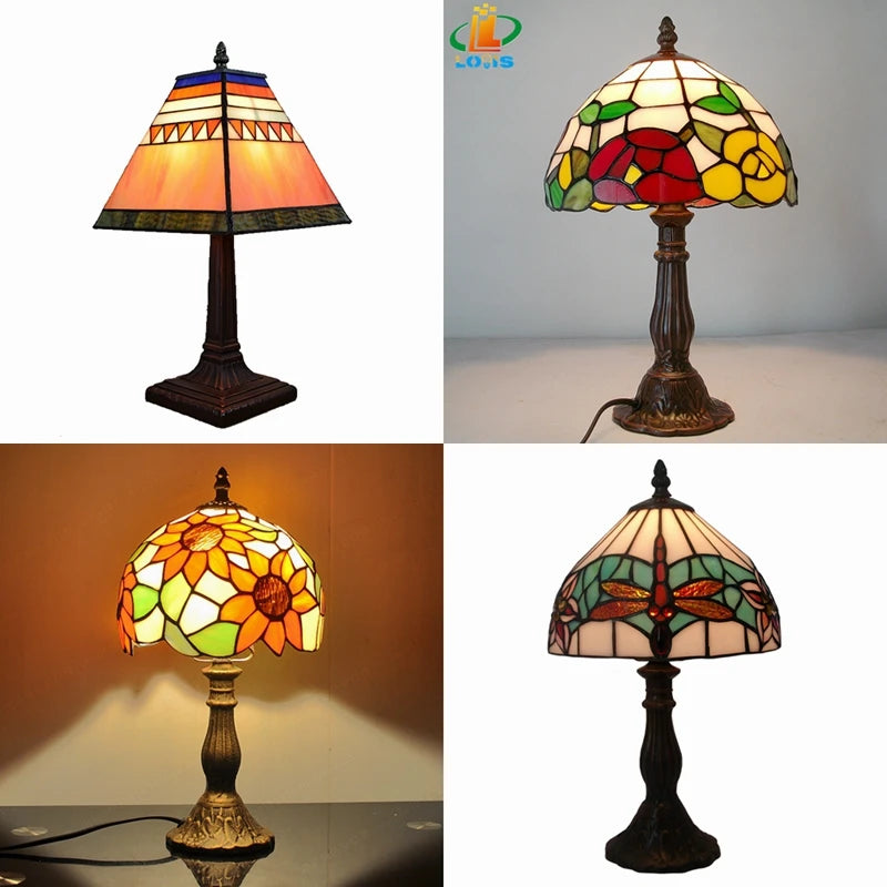 lampe de bureau vintage tournesols en verre tiffany pour cadeaux