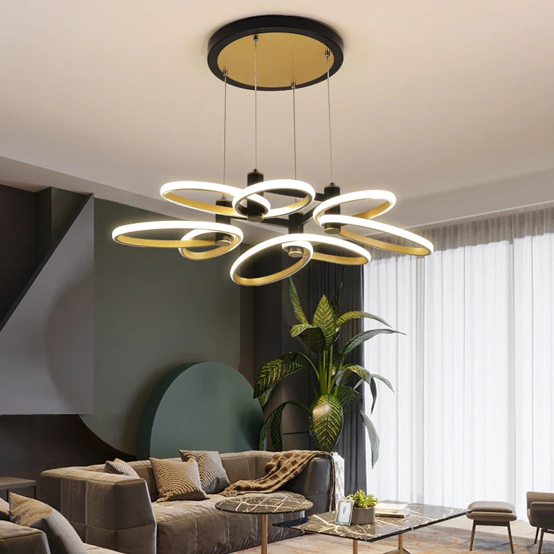 plafonnier moderne en pétale d'or pour intérieur décoratif