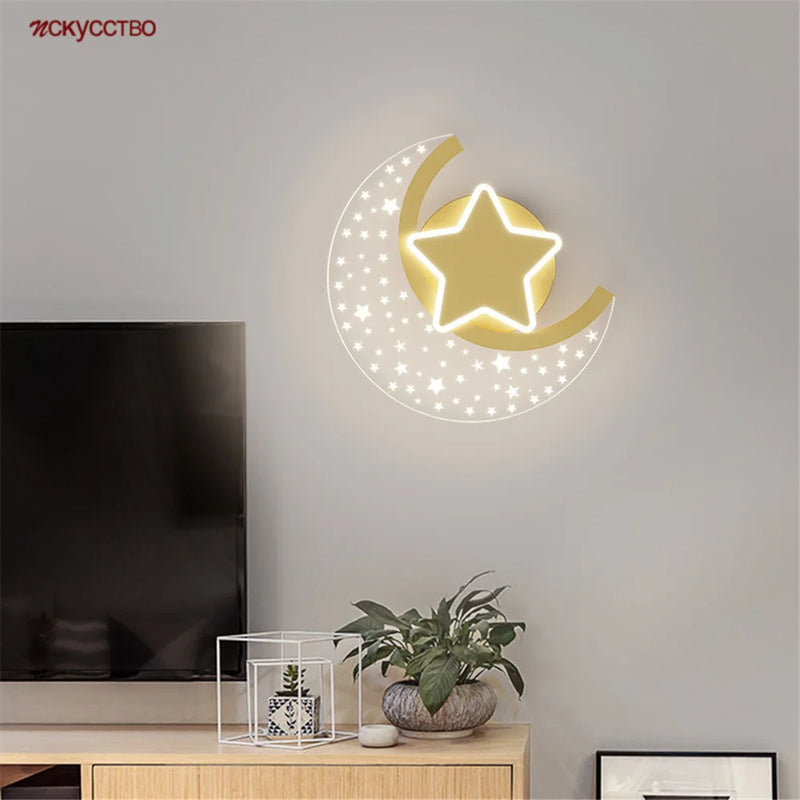 applique murale led étoile et lune pour décoration intérieure