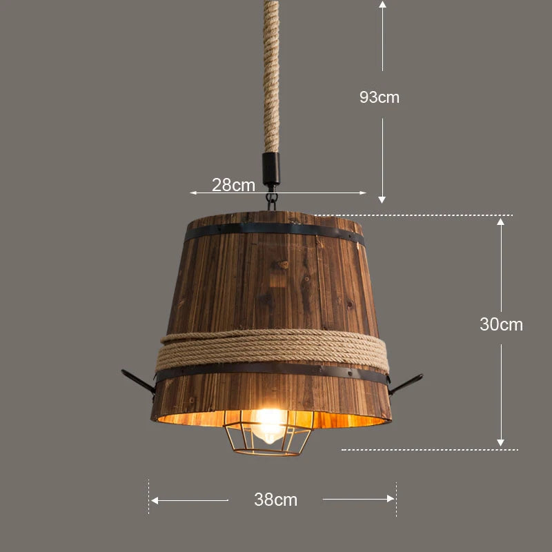 lustre réglable en bois style rétro américain pour loft café restaurant