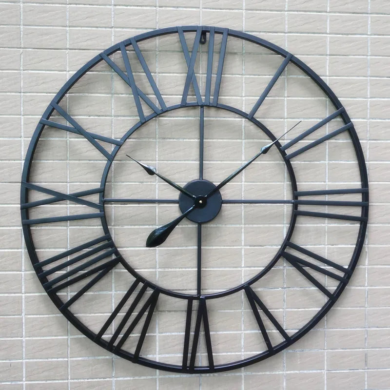 horloge murale moderne 3d style rétro en fer noir décor intérieur