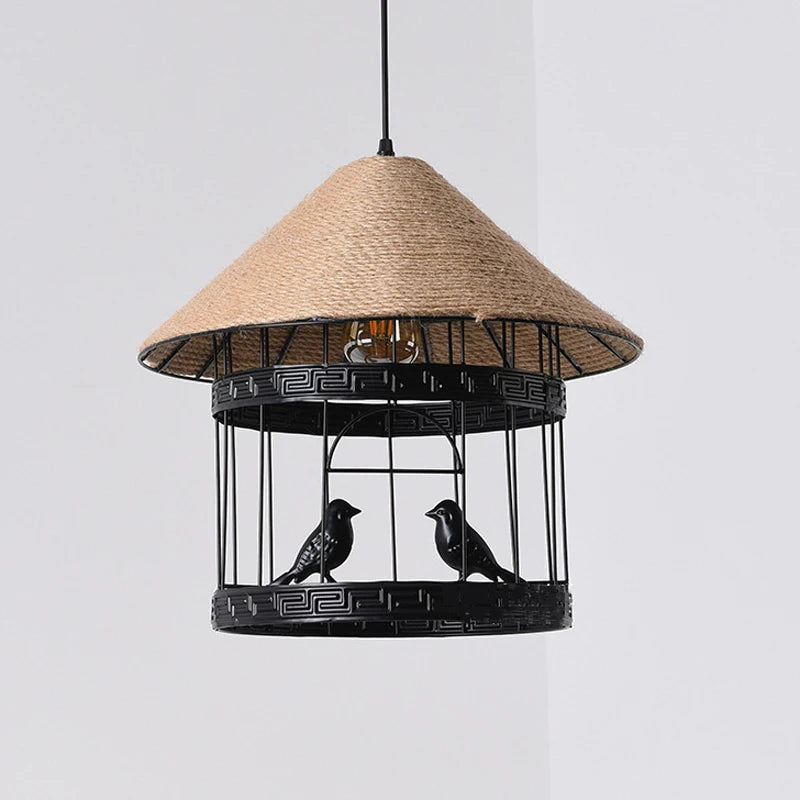 lustre suspension cage à oiseaux style industriel loft