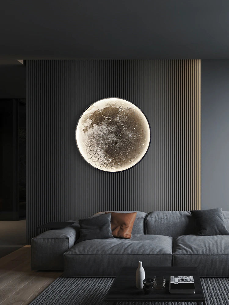 applique murale moderne led lune décoration luxe art