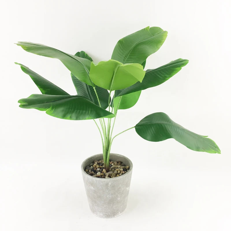 grandes plantes artificielles monstera et bananier pour décoration intérieure