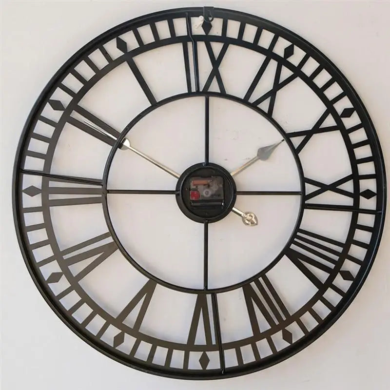 horloge murale en métal chiffres romains décorative silencieuse