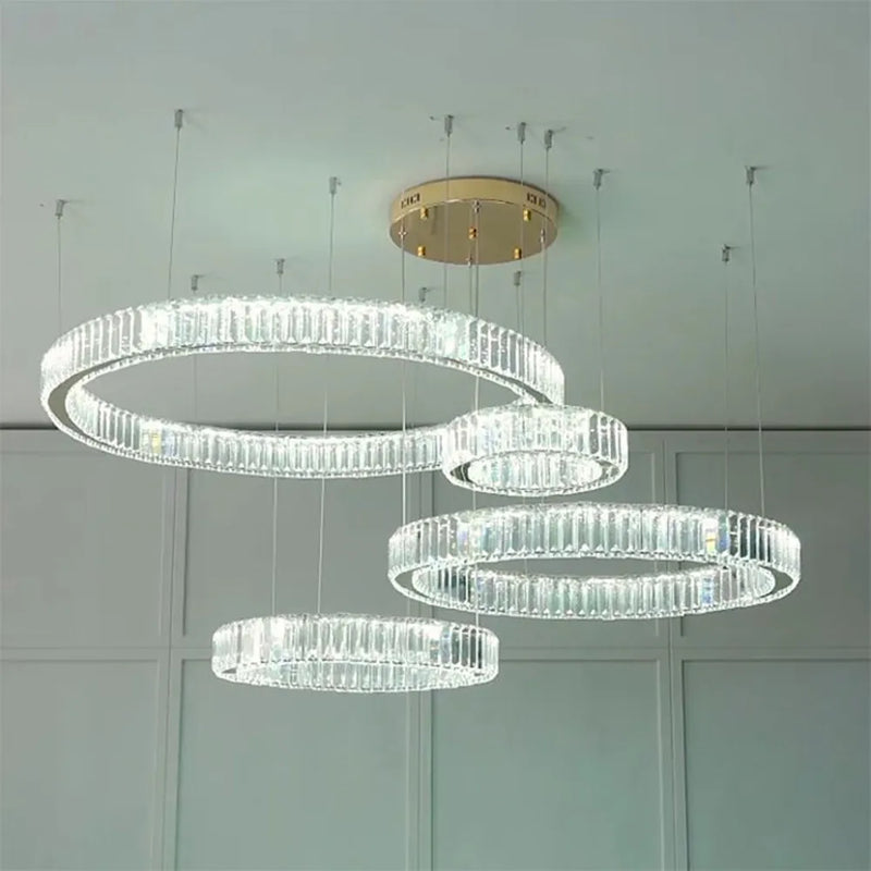 lustre led moderne de luxe en cristal et acier pour maison restaurant