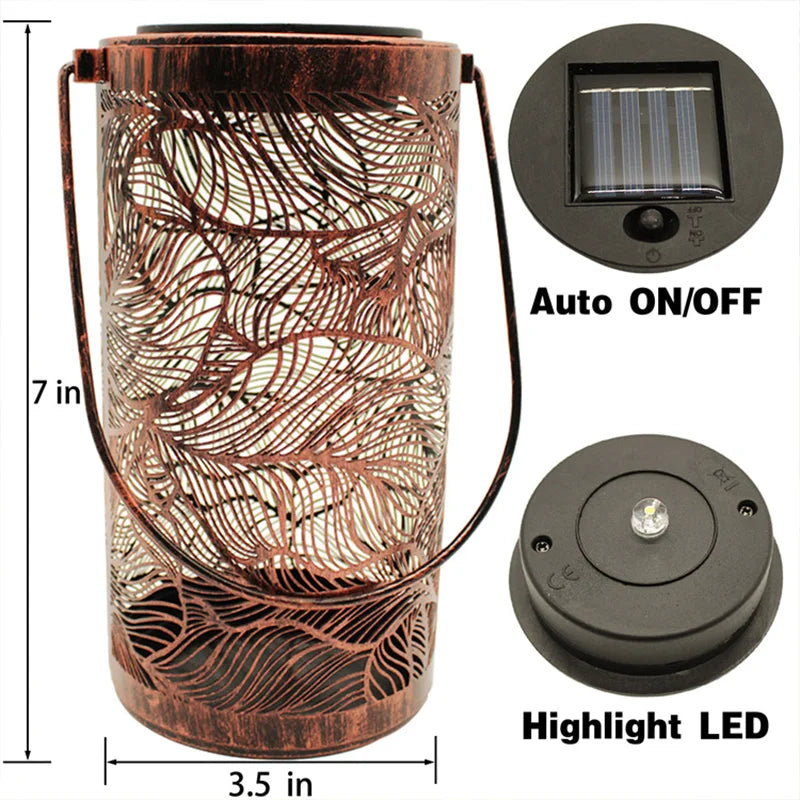 lanterne solaire rétro en fer pour jardin extérieur