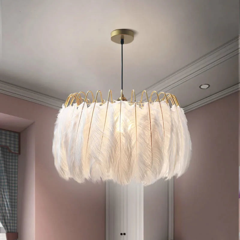 suspension moderne romantique en plumes pour décoration intérieure