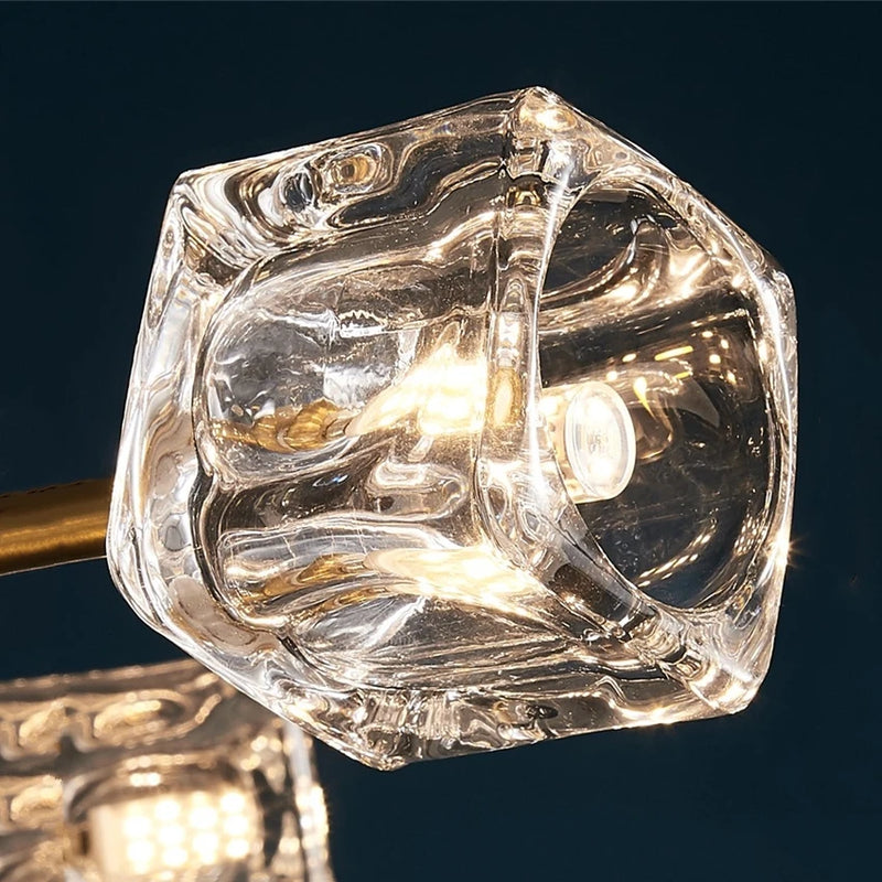 lustre led cube glace cuivre doré éclairage style industriel nordique