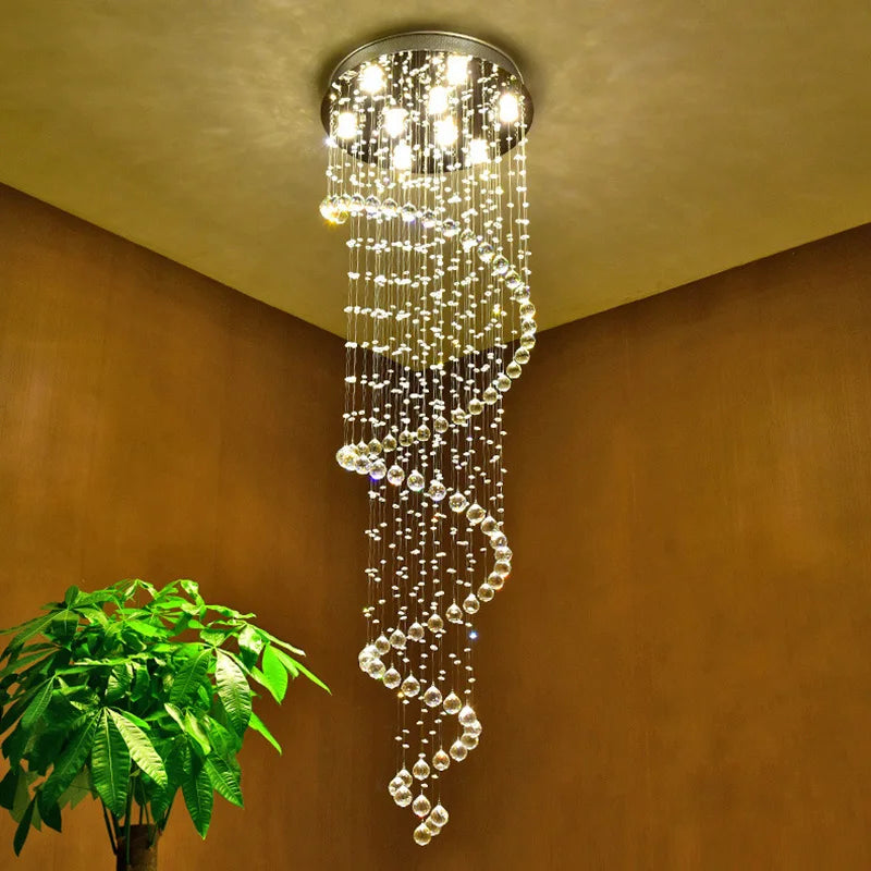 lustre moderne en cristal design spiralé pour éclairage décoratif