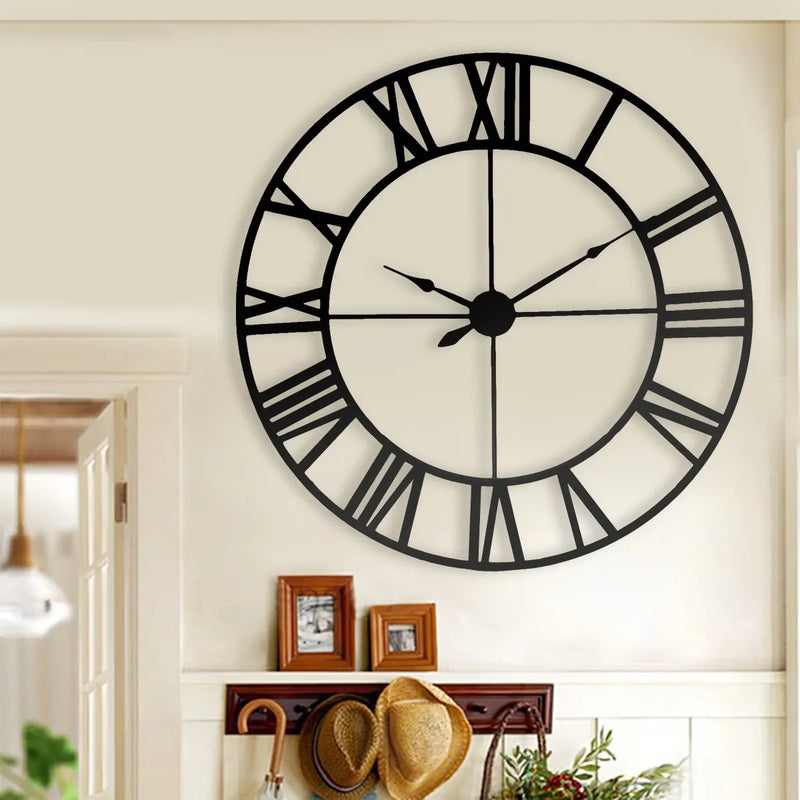 horloge murale moderne 3d style rétro en fer noir décor intérieur