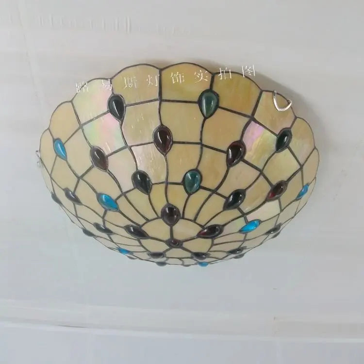 Factory Direct 16-inch The American Retro Ceiling Lamps Tiffany Stained Glass Art Of Living Room, Bedroom Balcony Lighting