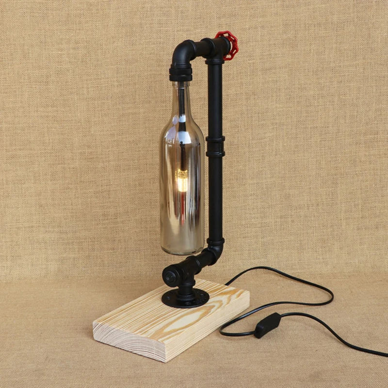 lampe de bureau vintage industrielle avec abat-jour en bouteille