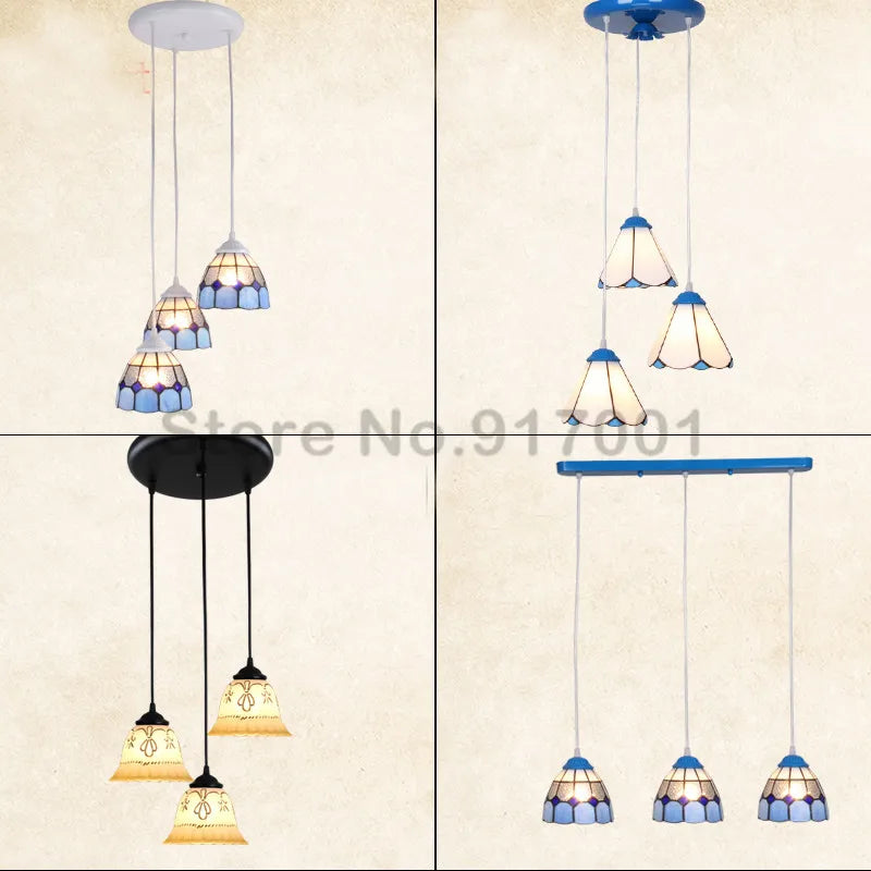 3 Heads Colorful Glass LED Pendant Lamps Light,Bedroom Suspension Hanging Ceiling Lamp