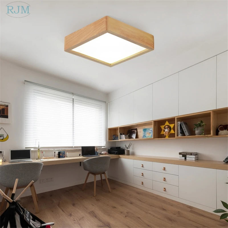 plafonnier led en bois massif design nordique simple et créatif