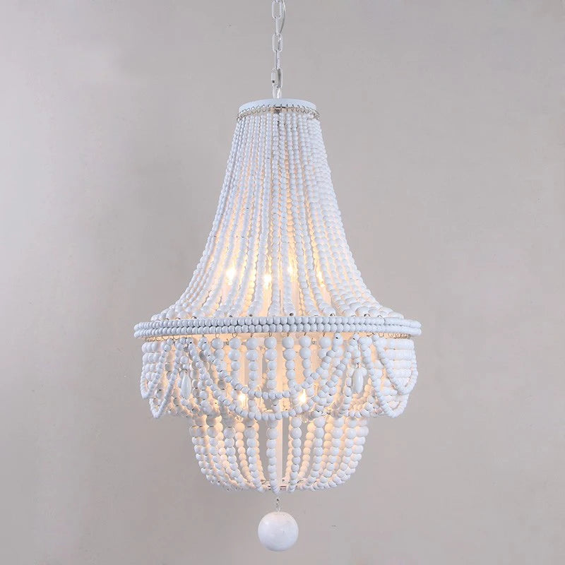 lustre à perles en bois pour décoration intérieure élégante