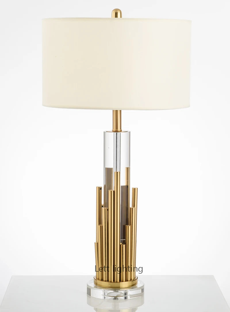 lampe à poser design luxe en marbre et tissu métallique moderne